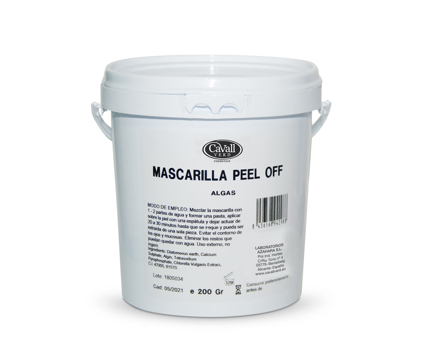 Mascarilla Peel Off Alginato Algas Cavall Verd 200 g
